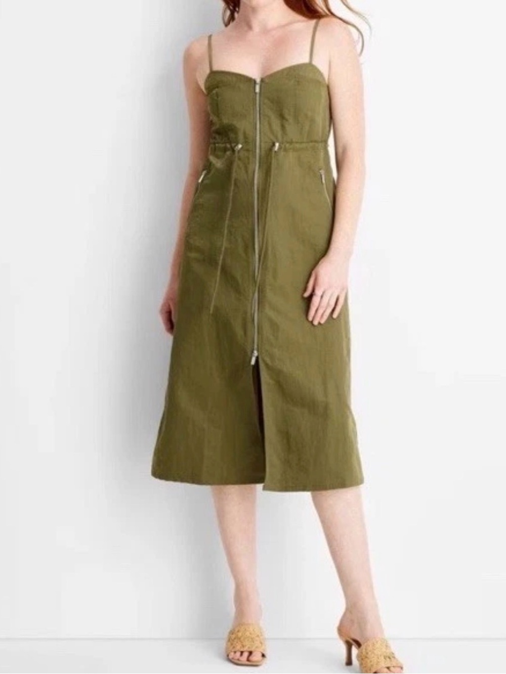 Future Collective Women's Nylon Zip-Front Midi Dress Size Small - C65-011